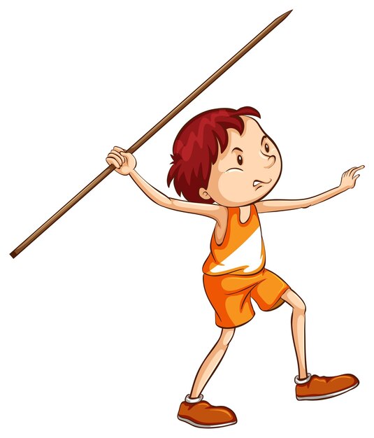 A coloured sketch of a boy holding a stick