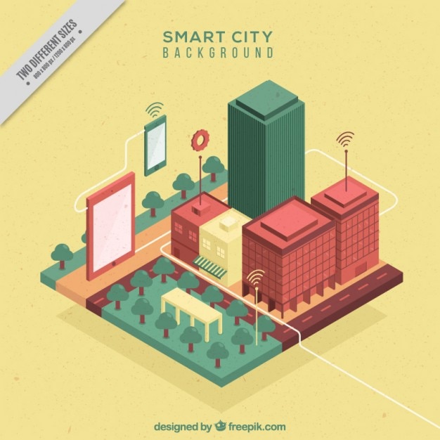 Free vector coloured smart city background
