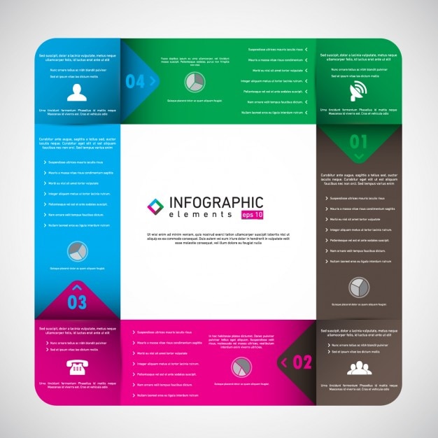 Vettore gratuito colorata quadrato modello infografica