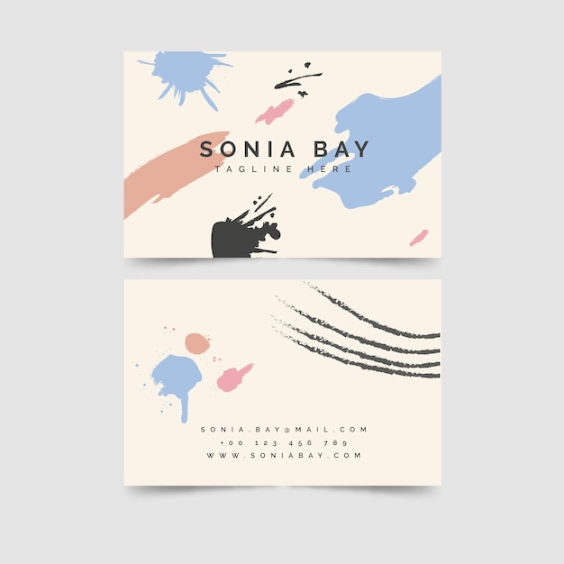 Free vector coloured stains hand painted business card