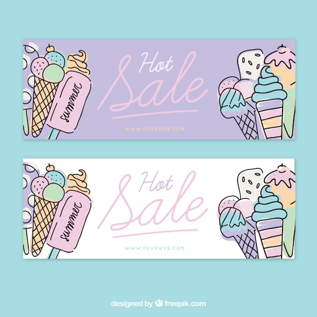 Free vector coloured summer banners design