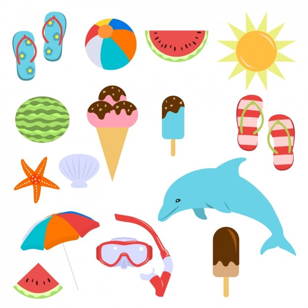 Free vector coloured summer elements