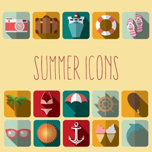 Цветная коллекция лето иконки