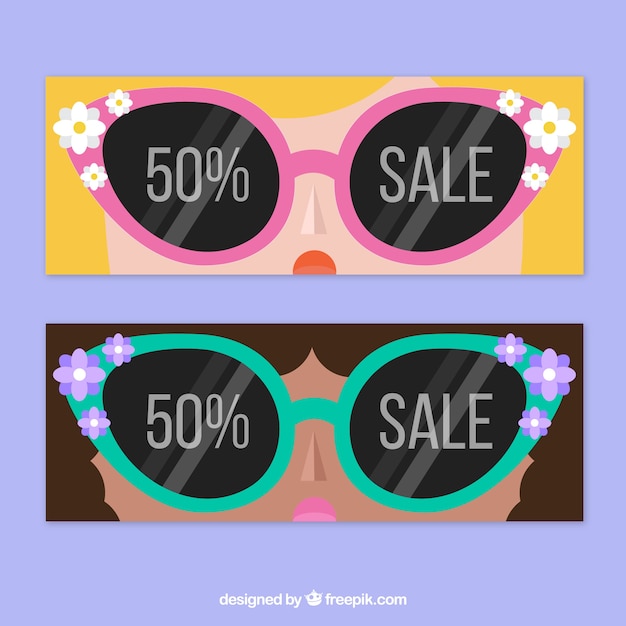 Free vector coloured summer sale banners