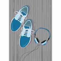 Free vector coloured tennis and headphones