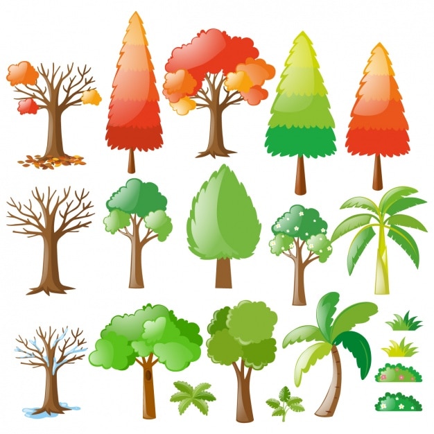 Free Vector coloured trees collection