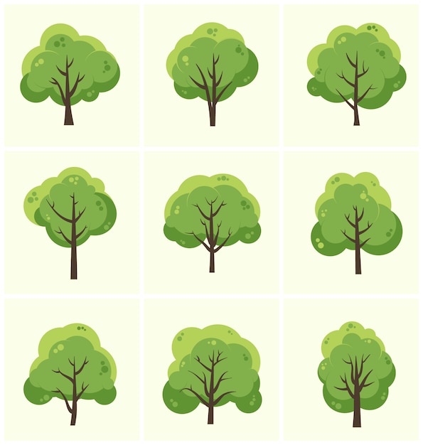 Free vector coloured trees collection