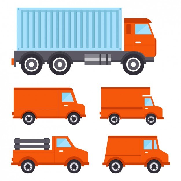 Free vector coloured trucks collection