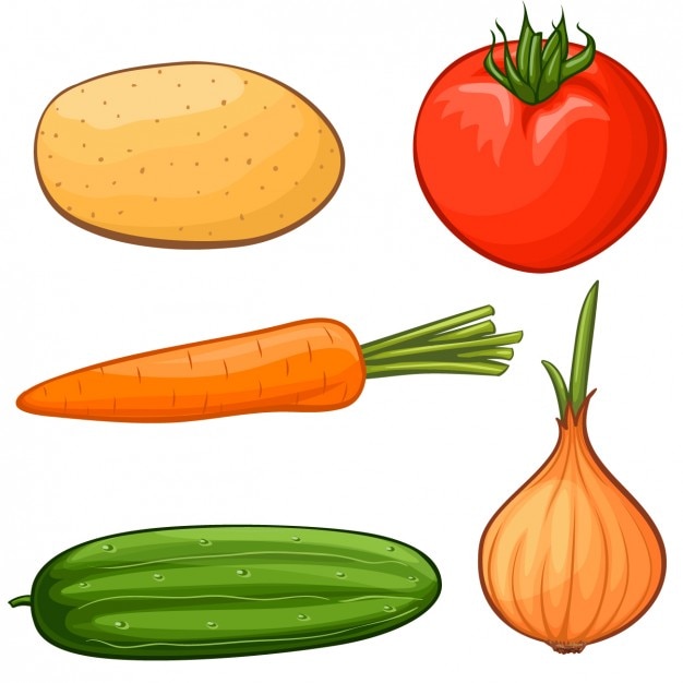 Free vector coloured vegetables collection