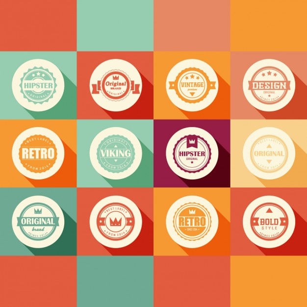 Free vector coloured vintage labels collection