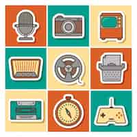 Free vector coloured vintage objects