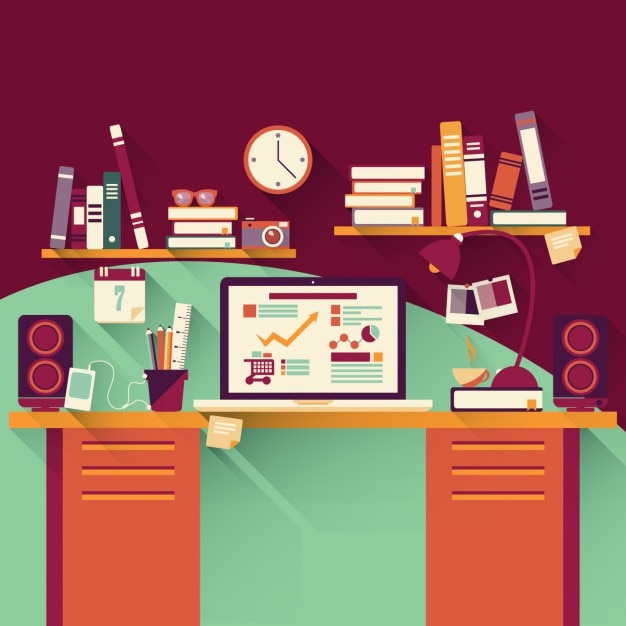 Free vector coloured workspace design