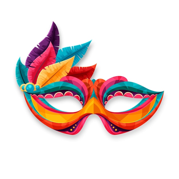 Colourful 2d venetian carnival mask isolated on white background