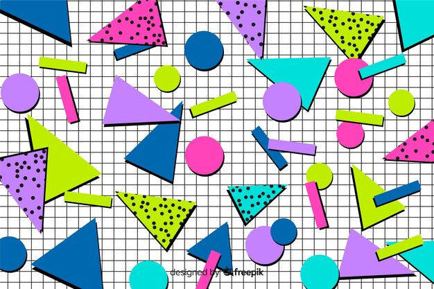 Colourful 80's geometric background