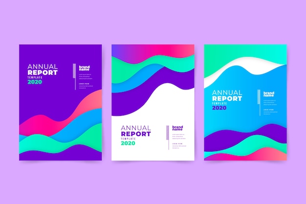 Free vector colourful abstract annual report with liquid effect