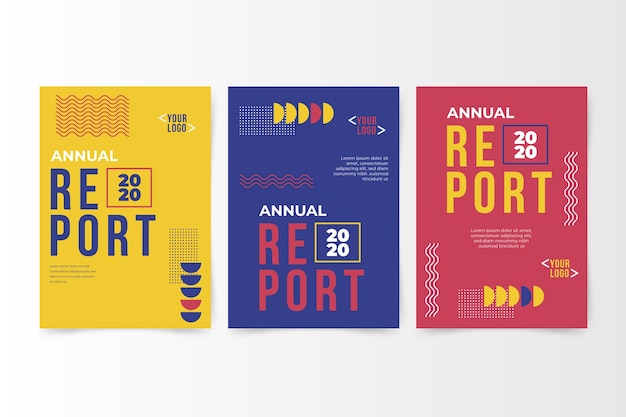 Free vector colourful abstract annual report with memphis