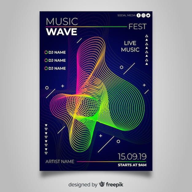 Free vector colourful abstract music poster template