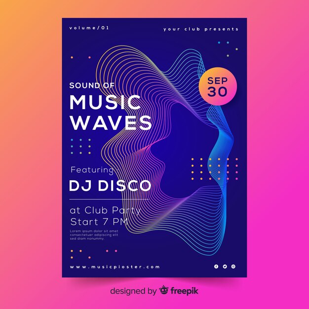 Colourful abstract music poster template