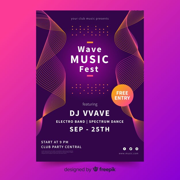 Colourful abstract music poster template