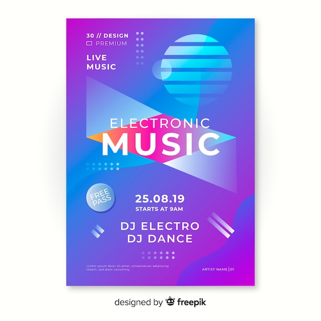 Colourful abstract music poster template