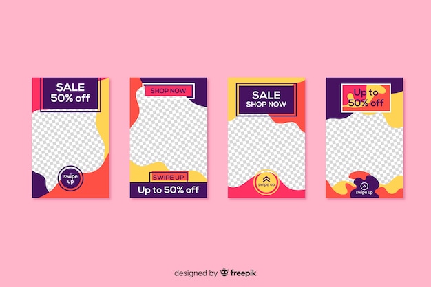 Free vector colourful abstract sale instagram stories