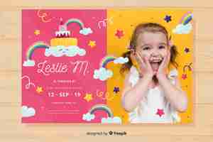 Free vector colourful birthday invitation template