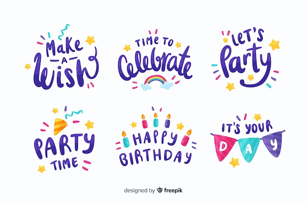 Free vector colourful birthday stickers collection