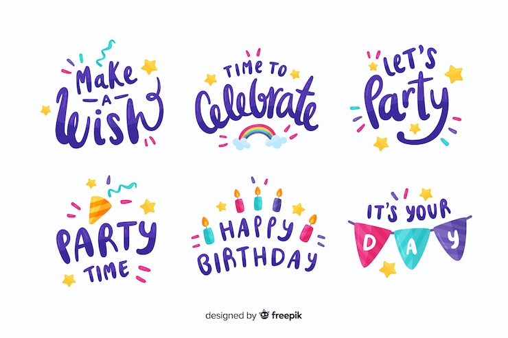 Free Vector colourful birthday stickers collection