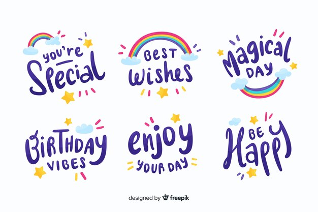 Colourful birthday stickers collection