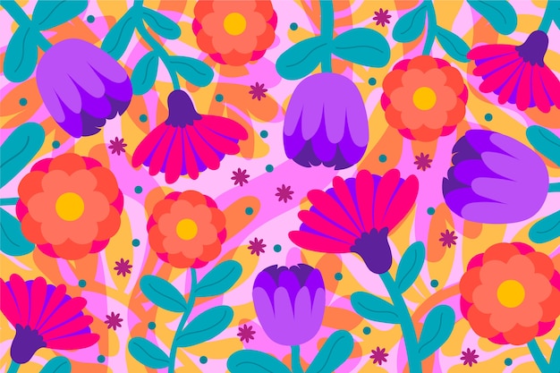 Free vector colourful blossom exotic floral background