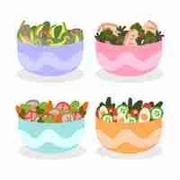 Free vector colourful bowl filled with healthy salad