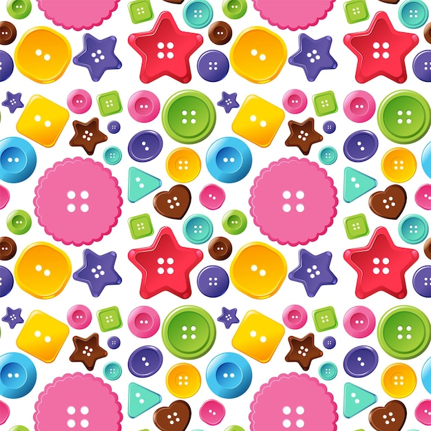 Free vector colourful buttons seamless pattern