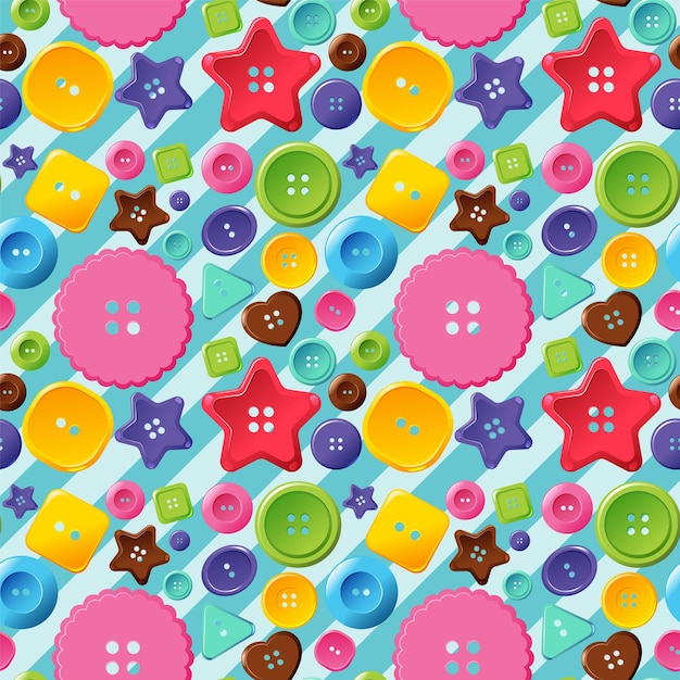 Free vector colourful buttons seamless pattern