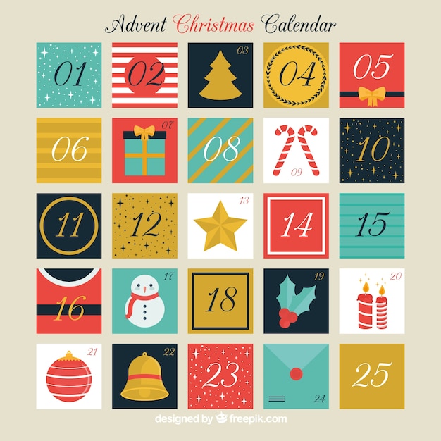 Colourful christmas advent calendar