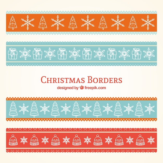 Free Vector colourful christmas borders pack