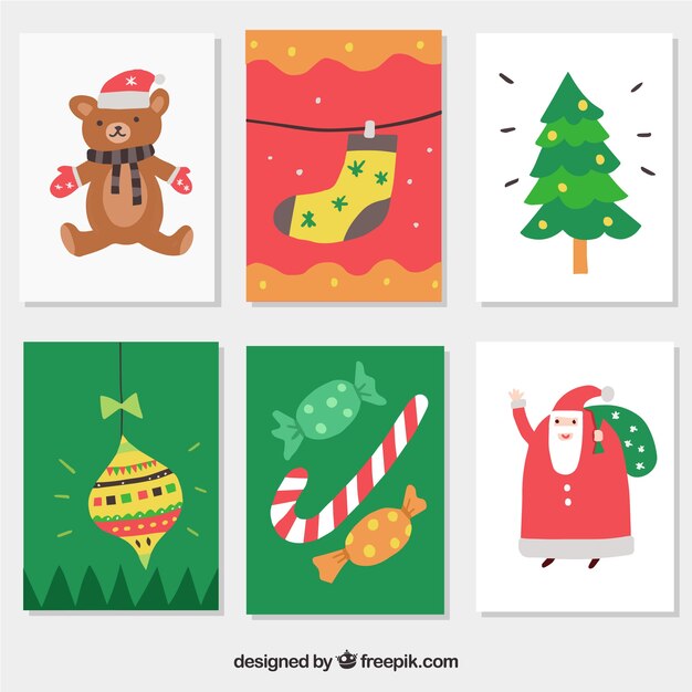 カラフルなクリスマスのポストカード