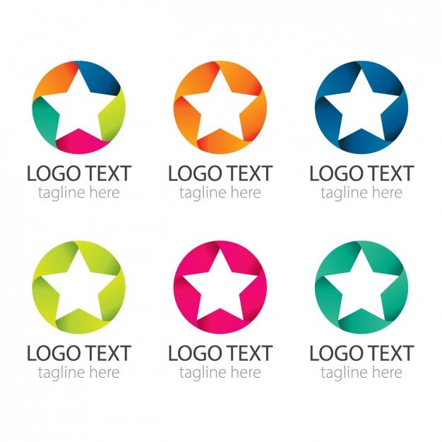 Colourful circles with stars logos pack