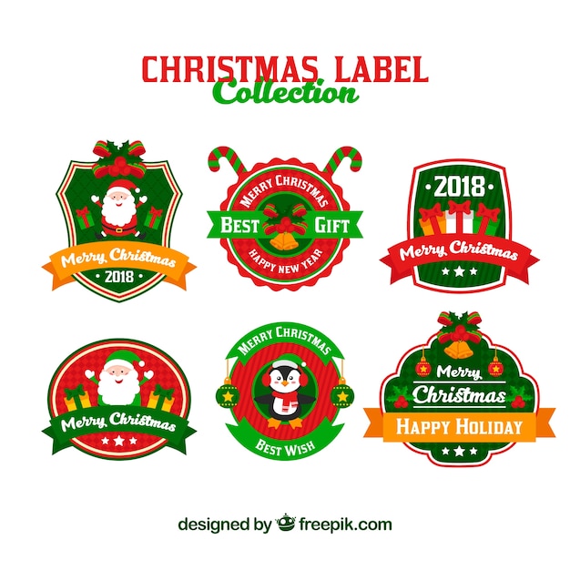 Free vector colourful collection of christmas labels