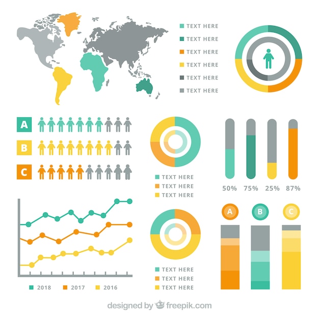 Colourful collection of infographic elements