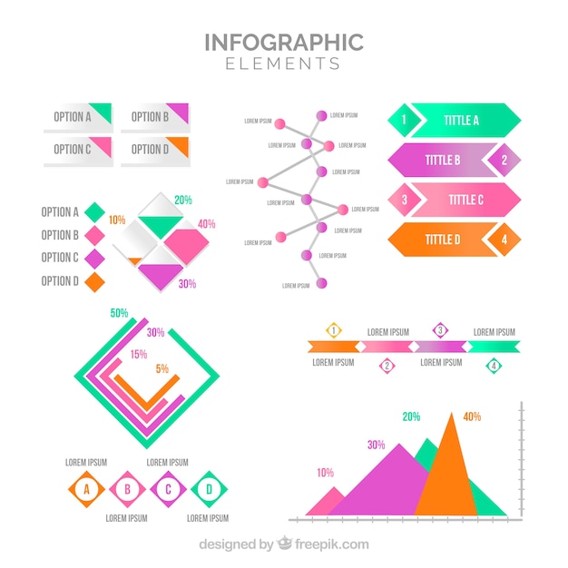 Vettore gratuito collezione colorata di elementi infographic