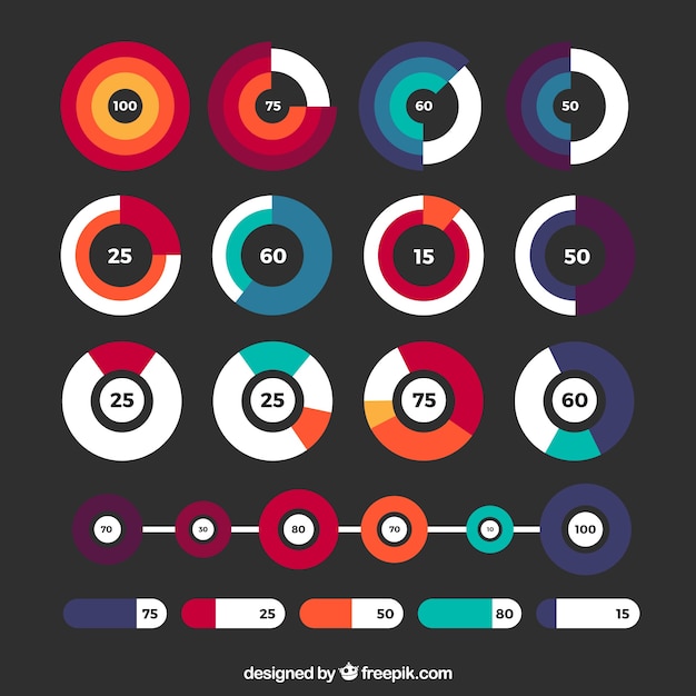 Бесплатное векторное изображение Красочная коллекция инфографических элементов