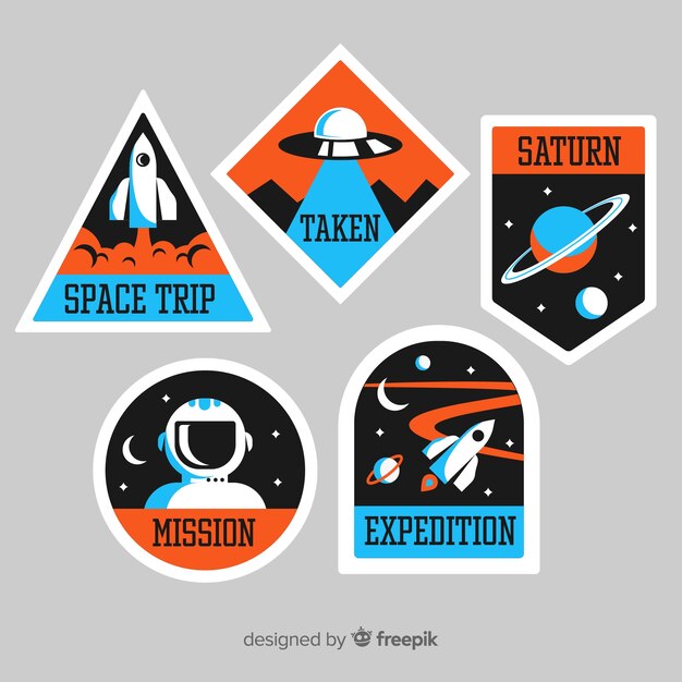 Free vector colourful collection of space stickers