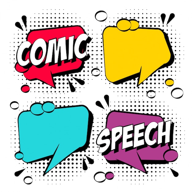 Colourful comic speech bubbles