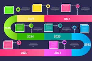 Free vector colourful curvy line timeline infographic