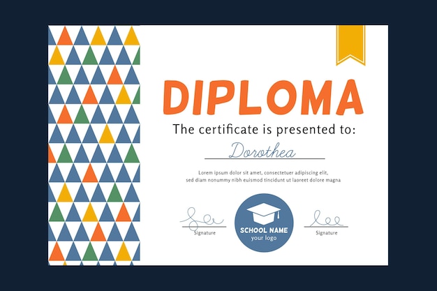 Бесплатное векторное изображение Красочный шаблон диплома для детей