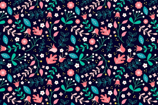 Colourful ditsy floral background