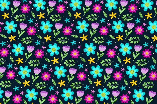 Colourful ditsy floral print wallpaper