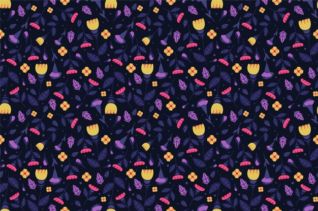 Colourful ditsy flowers print pattern