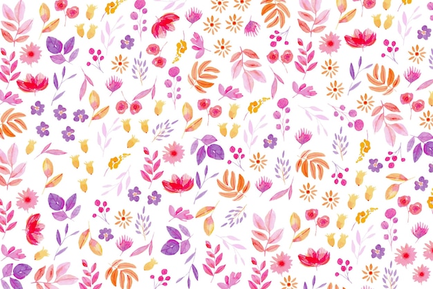 Colourful drawn floral wallpaper