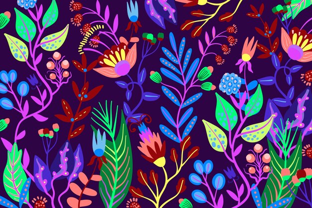 Colourful exotic floral background